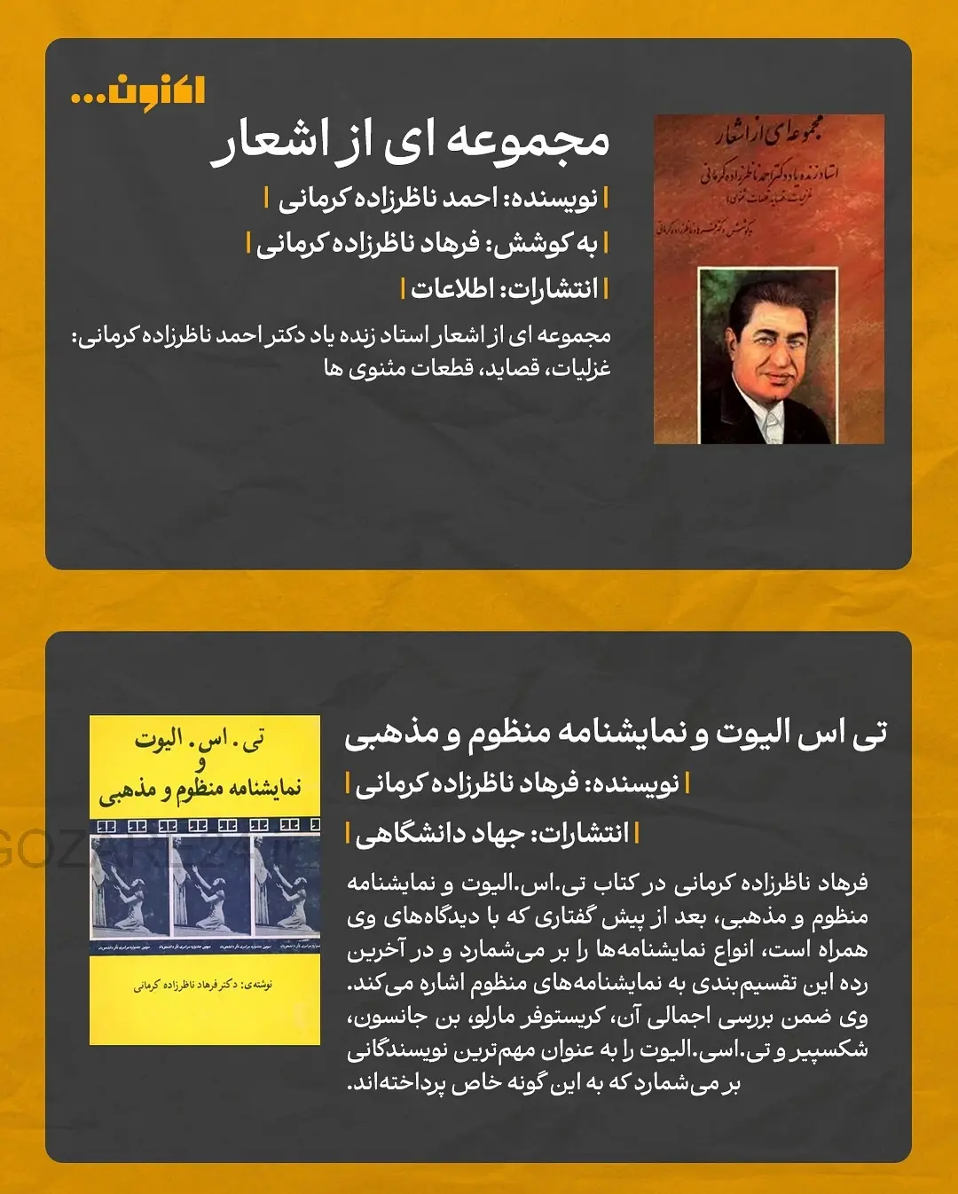 گنجینه‌ای از اندیشه و ادبیات؛ معرفی آثار فرهاد ناظرزاده کرمانی در برنامه «اکنون»