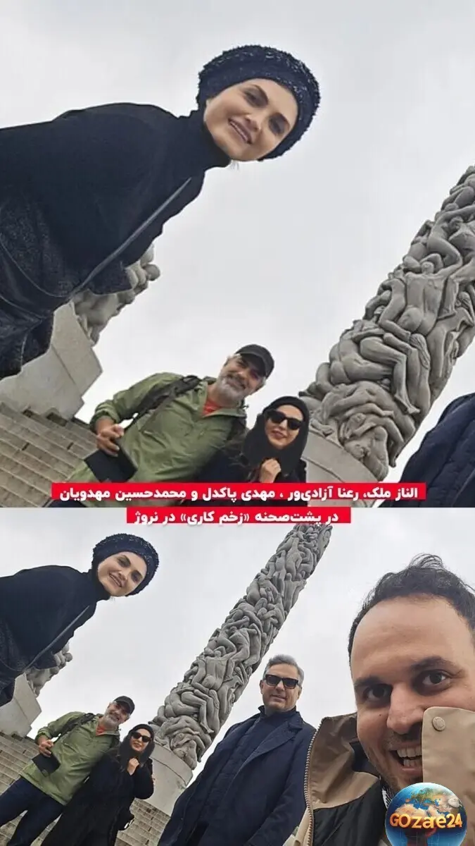 استایل الناز ملک، رعنا آزادی ور و مهدی پاکدل در پشت صحنه زخم کاری در نروژ