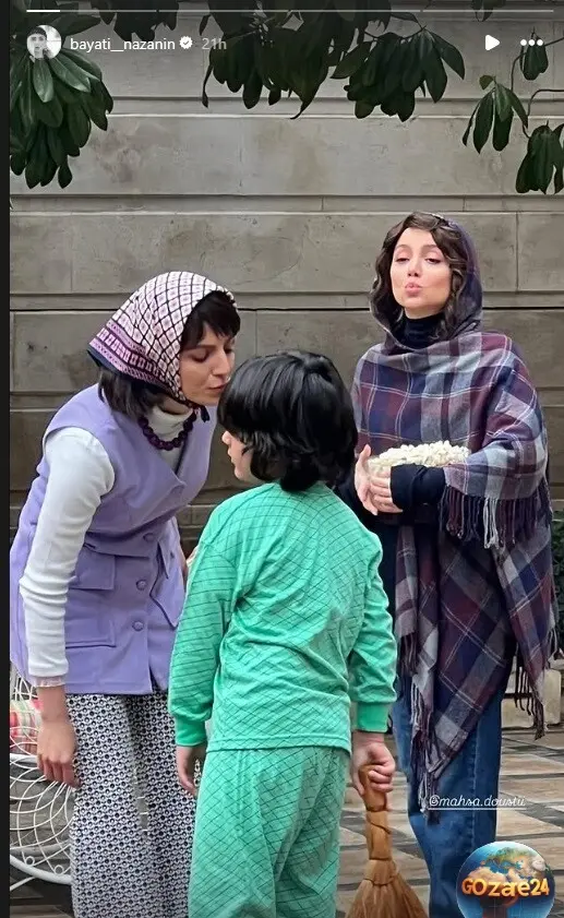 نازنین بیاتی و مهسا حجازی در پشت صحنه تاسیان