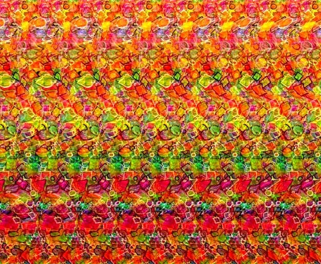 این تصویر رنگارنگ یک راز پنهان دارد! آیا تو هم می‌توانی شکل سه‌بعدی آن را کشف کنی؟