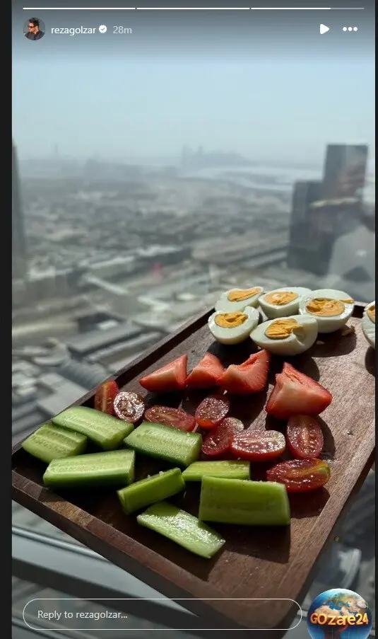 استوری محمدرضا گلزار از صبحانه رژیمی‌اش