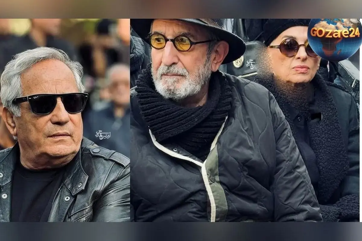 حضور هنرمندان مشهور در مراسم خاکسپاری هادی مرزبان با استایل مشکی و چهره‌ای غمگین