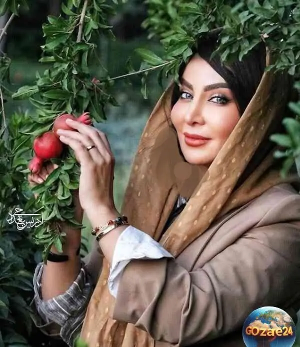 تصاویر خلاقانه بازیگران در استفاده از انار برای زیبایی و ژست‌های پاییزی + عکس‌های دیدنی