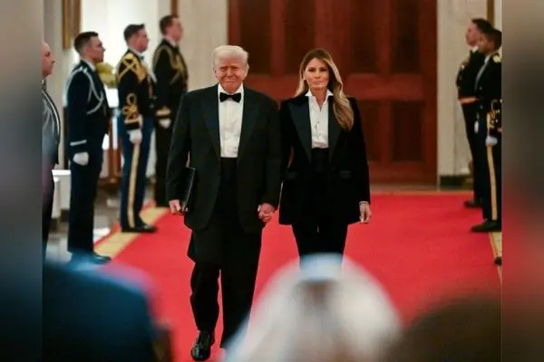 طراحی داخلی کاخ سفید در شب دیدار ترامپ با فرمانداران ایالات متحده | میز و چیدمان لوکس و ظروف مجلل در منزل رئیس‌جمهور