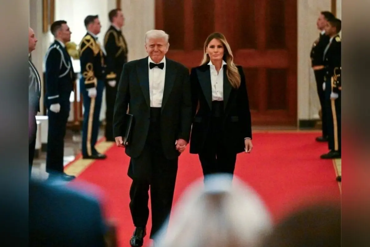 طراحی داخلی کاخ سفید در شب دیدار ترامپ با فرمانداران ایالات متحده | میز و چیدمان لوکس و ظروف مجلل در منزل رئیس‌جمهور