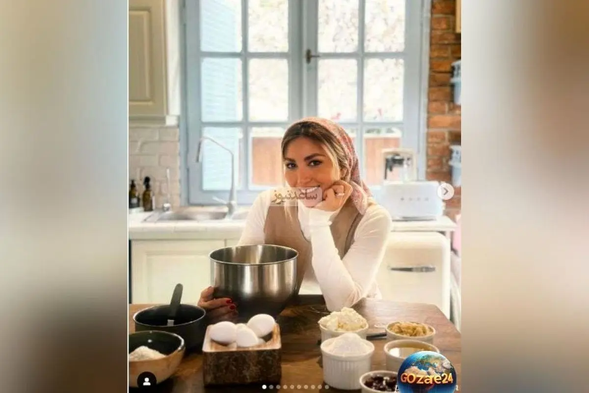 آشپزخانه مدرن و لوکس مینا مختاری و بهرام رادان با رنگ کابینت باکلاستر و چیدمان مینیمال پس از بازسازی