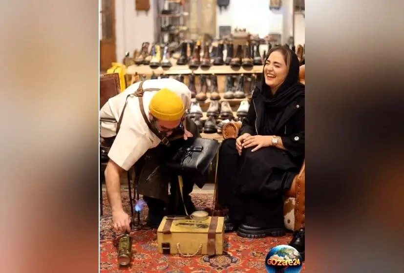 حضور نرگس محمدی در کارگاه کفش همسر خواهرش و تبلیغ زیرپوستی مغازه + ویدیو