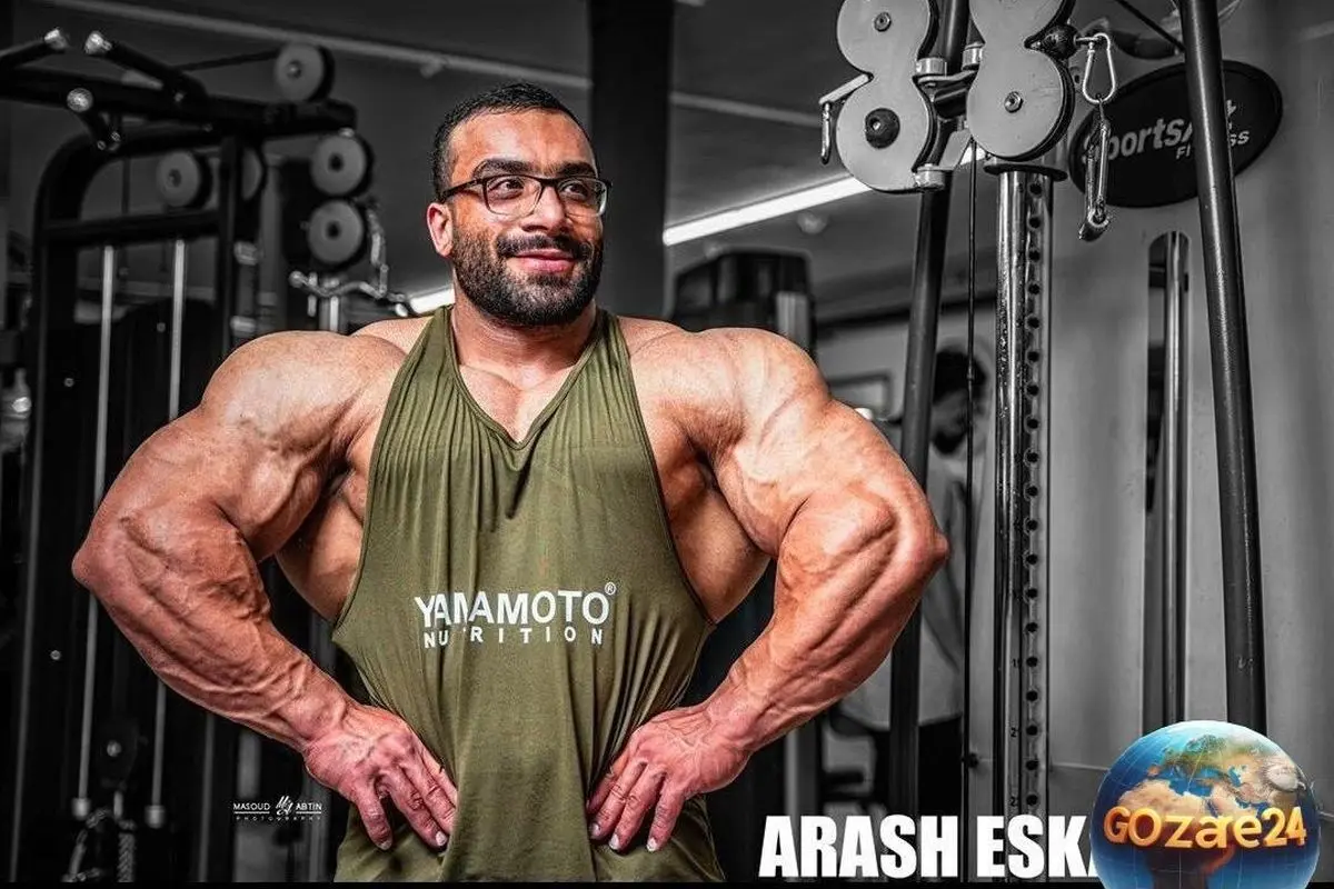 آرش اسکندری، قهرمان بدنسازی کشور و رقیب اصفهانی هادی چوپان، با عضله‌های آهنین و عنوان سلطان بدنسازی ایران