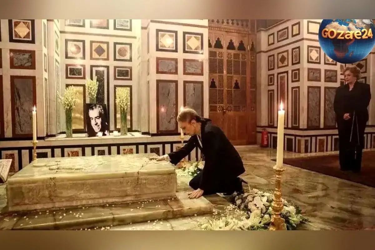 فرح پهلوی با حرکت‌های احساس‌برانگیز در سرمزار محمدرضا پهلوی: لحظه‌ای تاریخی و تاثیرگذار