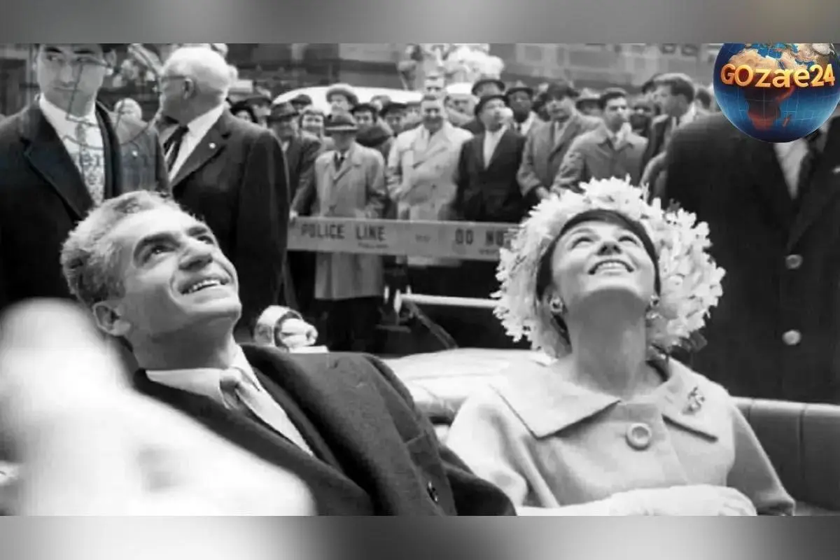 تصویر قدیمی و خاطره‌انگیز از فرح دیبا در حال خنده و شادی در کنار شاه ایران در سفر در زمان