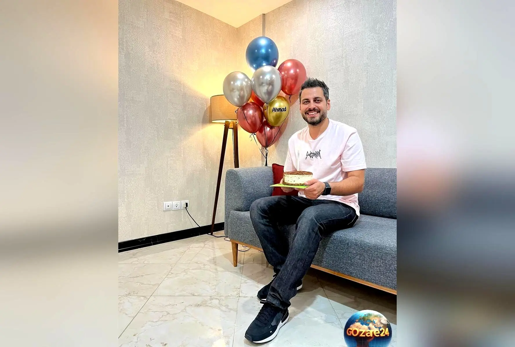 جشن تولد 40 سالگی احمد پورخوش بازیگر سریال آنام با کیکی متفاوت و شمعی بزرگتر از کیک + تصاویر