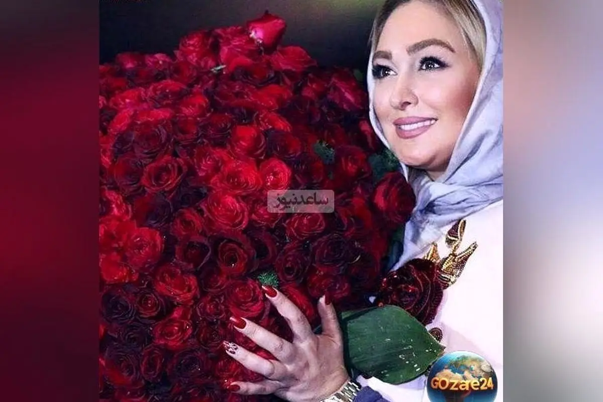 الهام حمیدی در حال ذوق‌زدگی از دسته‌گل 25 میلیون تومانی با شاخه‌های رز به مناسبت تولد + ویدیو