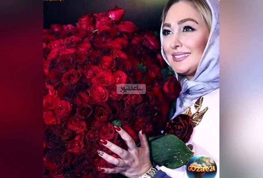 الهام حمیدی در حال ذوق‌زدگی از دسته‌گل 25 میلیون تومانی با شاخه‌های رز به مناسبت تولد + ویدیو
