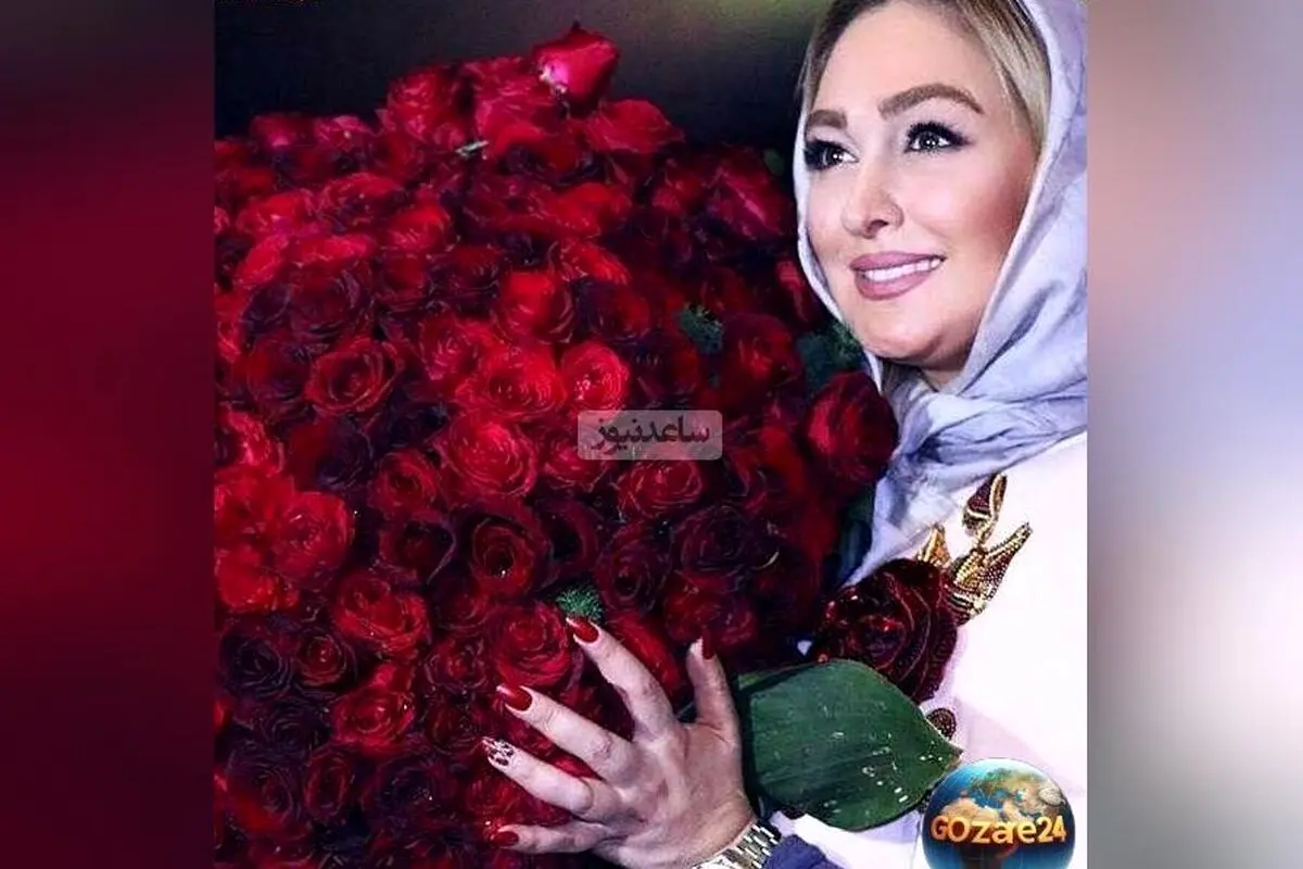 الهام حمیدی در حال ذوق‌زدگی از دسته‌گل 25 میلیون تومانی با شاخه‌های رز به مناسبت تولد + ویدیو