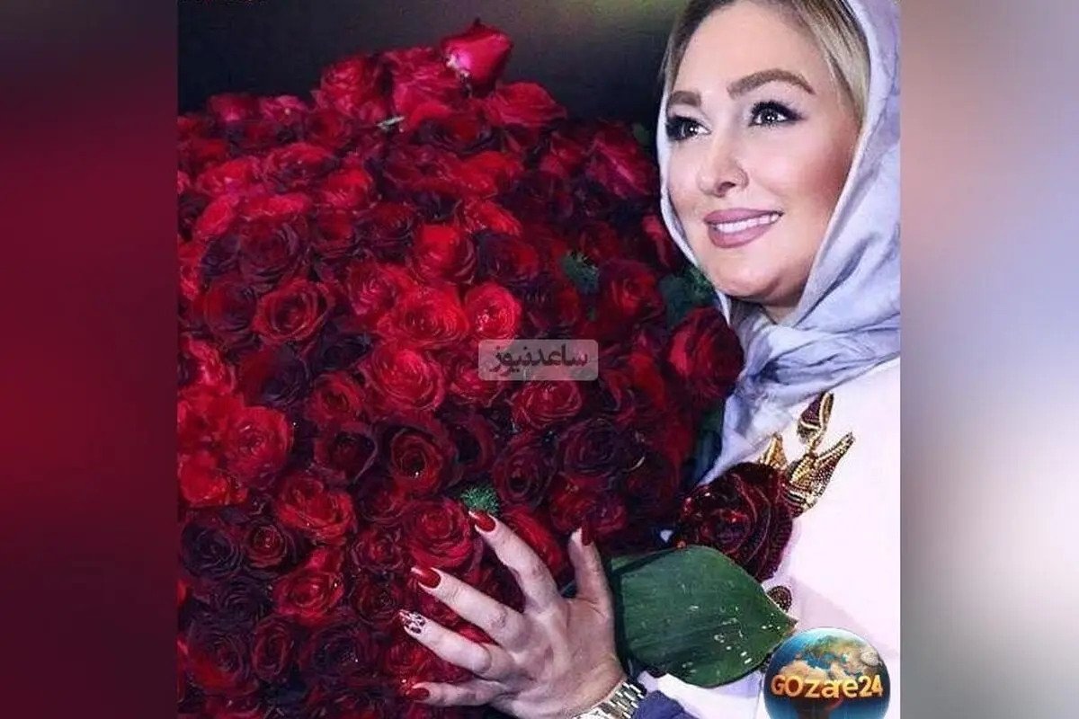 الهام حمیدی در حال ذوق‌زدگی از دسته‌گل 25 میلیون تومانی با شاخه‌های رز به مناسبت تولد + ویدیو