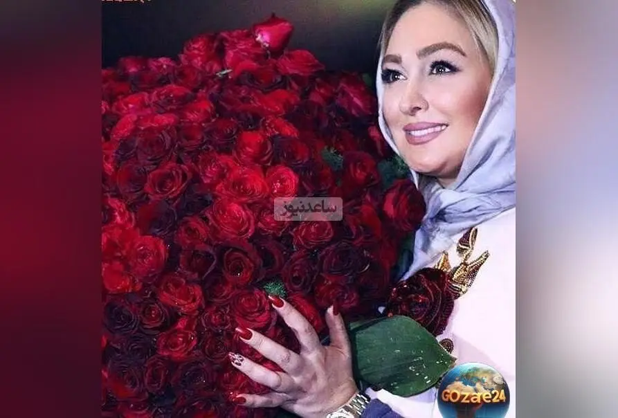 الهام حمیدی در حال ذوق‌زدگی از دسته‌گل 25 میلیون تومانی با شاخه‌های رز به مناسبت تولد + ویدیو