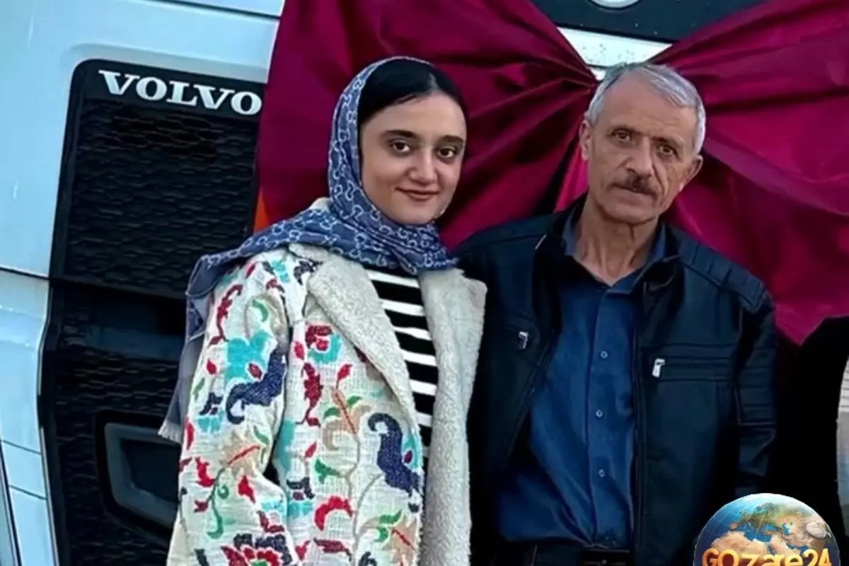 زهرا رحیمی قهرمان تبریزی با پرچم ایران و تصویر شهدا؛ نماد مقاومت و افتخار ملت ایران