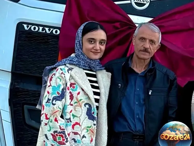 زهرا رحیمی قهرمان تبریزی با پرچم ایران و تصویر شهدا؛ نماد مقاومت و افتخار ملت ایران