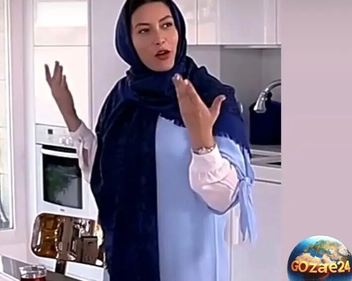 تصاویر خانه و زندگی فریبا نادری؛ کتری روگازی قرمز رنگ آشپزخانه کدبانوگری او