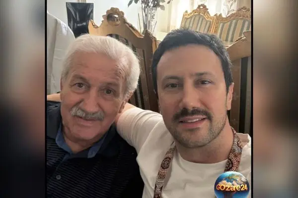 عکس خانوادگی و چیدمان خاص خانه پدری شاهرخ استخری با مبلمان قرمز گوجه‌ای + تبریک تولد پدر از سپیده بزمی پور