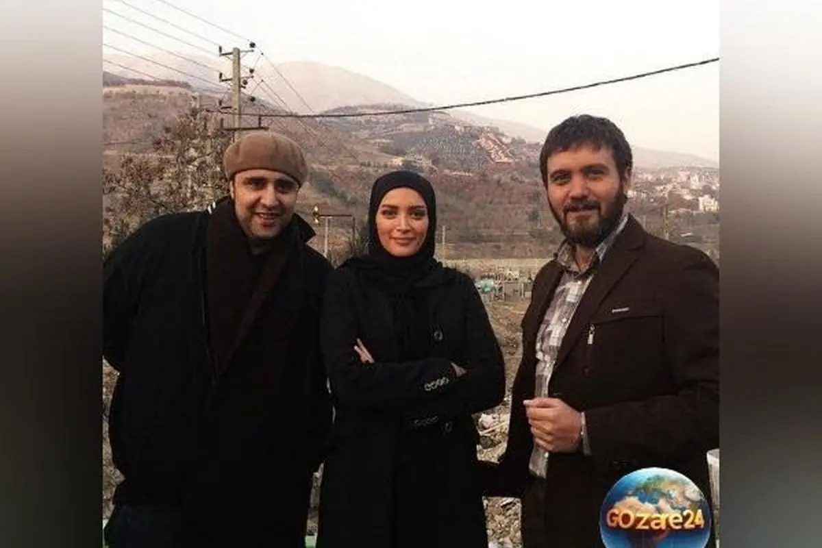 سلفی شیطنت‌آمیز کامبیز دیرباز، متین ستوده و بهنوش طباطبایی در پشت‌صحنه سریال میکائیل ۱۳۹۴