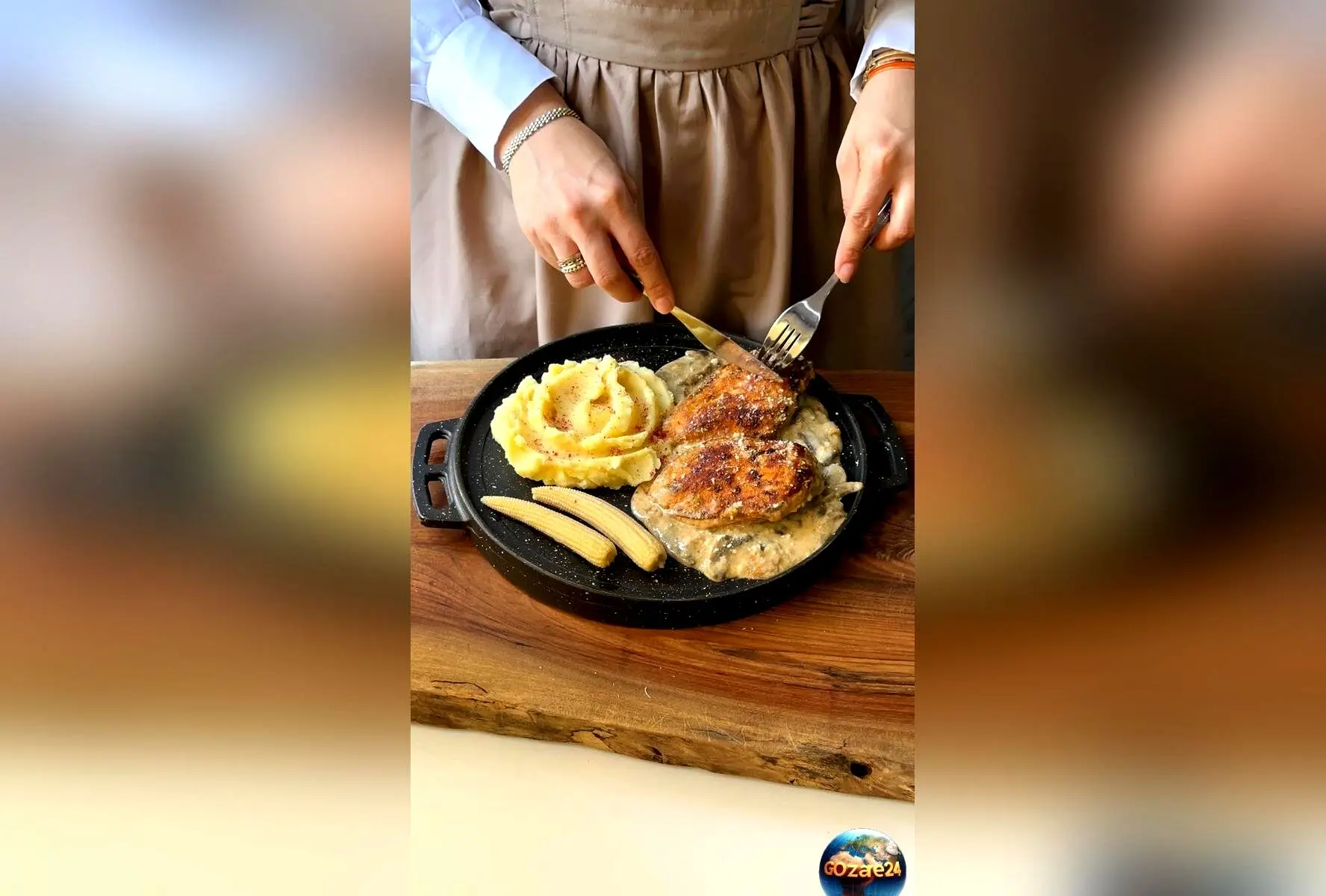 آموزش سریع و آسان یک غذای رژیمی برای بدنسازان با مواد ارزان: مرغ، قارچ و سیب‌زمینی