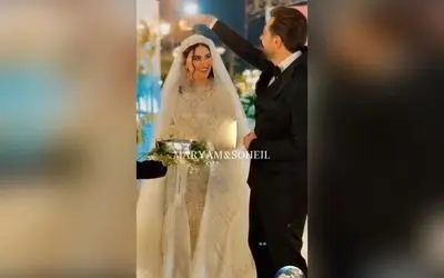 لحظه بی‌نظیر ورود مریم مومن و همسرش سهیل قاصدی به سالن عروسی با آتش‌بازی شورانگیز + ویدئو و جزئیات جشن