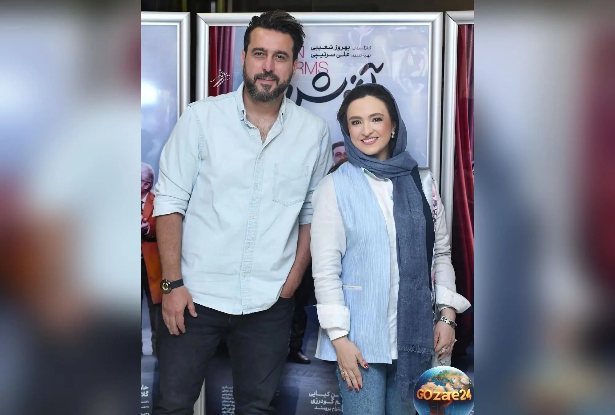 تصویر جدید از پشت صحنه فیلم «آغوش باز» با حضور محسن کیایی و گلاره عباسی در کنار برج آزادی