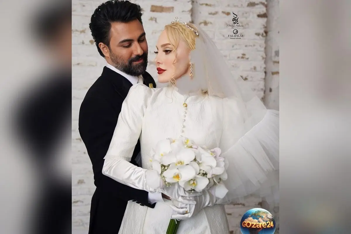 عروسی هنری در خانه‌ای مدرن و باکلاس؛ آرام جعفری و بابک انصاری در کنار دکوراسیون لوکس و فرش پتینه