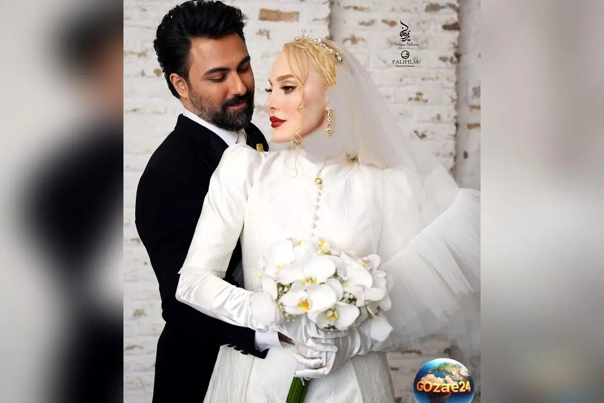 عروسی هنری در خانه‌ای مدرن و باکلاس؛ آرام جعفری و بابک انصاری در کنار دکوراسیون لوکس و فرش پتینه