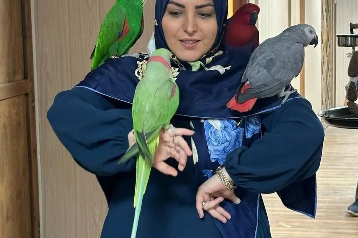 المیرا شریفی مقدم در برنامه صبحگاهی با طوطی‌ها بازی می‌کند + ویدیو لحظه‌های بامزه و بدون ترس