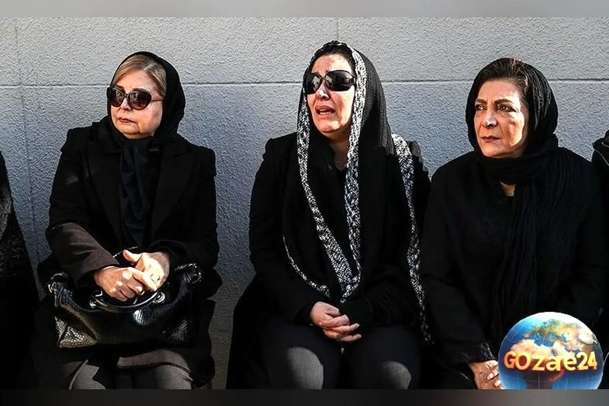 علیرام نورایی برای زیبا بروفه در مراسم تدفین همسرش زانو زد و دلداری داد + عکس