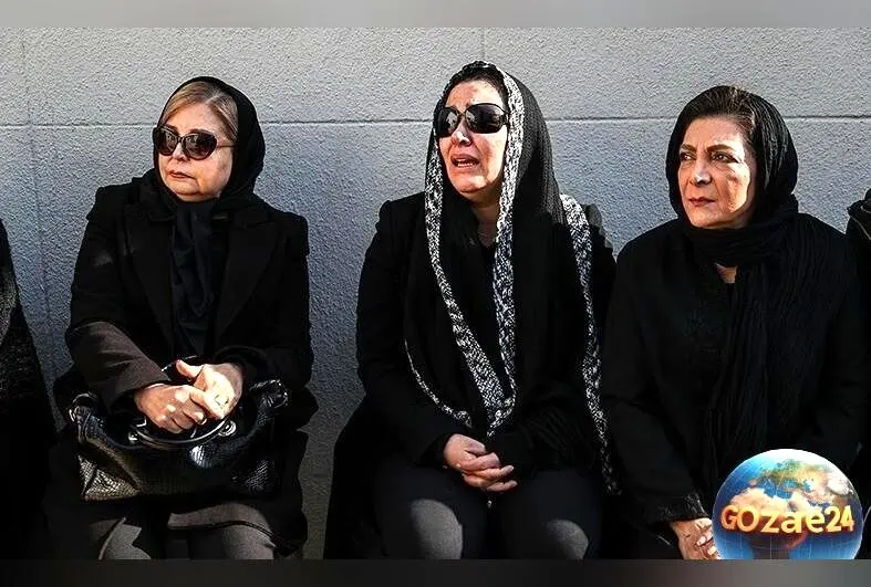 علیرام نورایی برای زیبا بروفه در مراسم تدفین همسرش زانو زد و دلداری داد + عکس