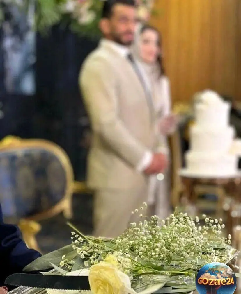 تصاویر دیزاین شیک سفره عقد حسن یزدانی با همسر ترک زبان و گل‌آرایی جذاب با اول اسم عروس و داماد