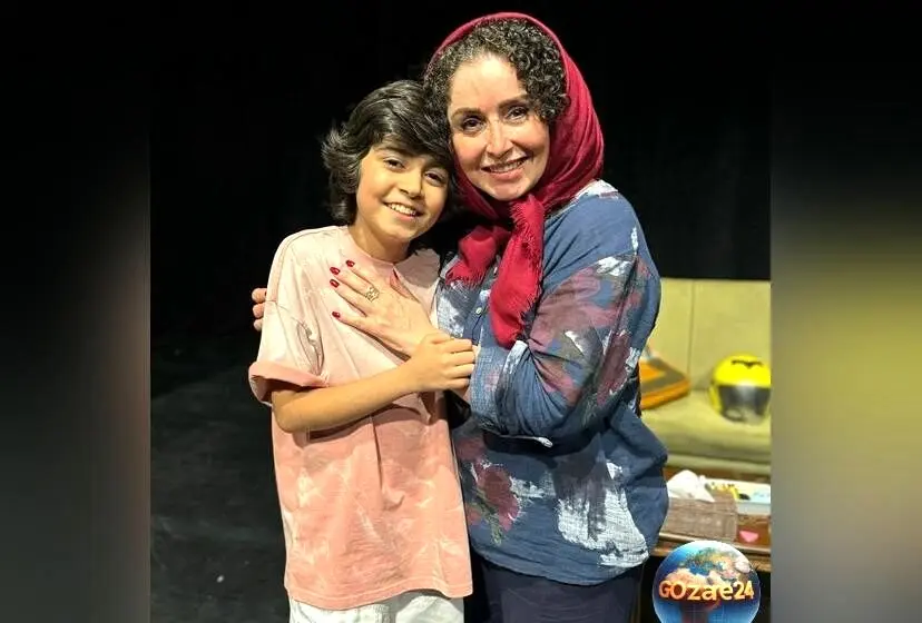 تصویر دیده نشده از ژاله صامتی و رایان سرلک در کنار اتوبوس دوطبقه انگلیسی در سریال "زیرخاکی"