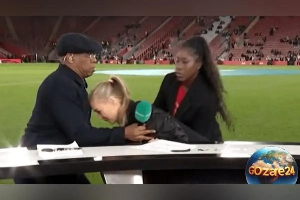 لحظه وحشت در آنتن زنده: سقوط ناگهانی لورا وودز مجری سرشناس ورزش در حین پوشش زنده بازی تیم ملی زنان انگلیس