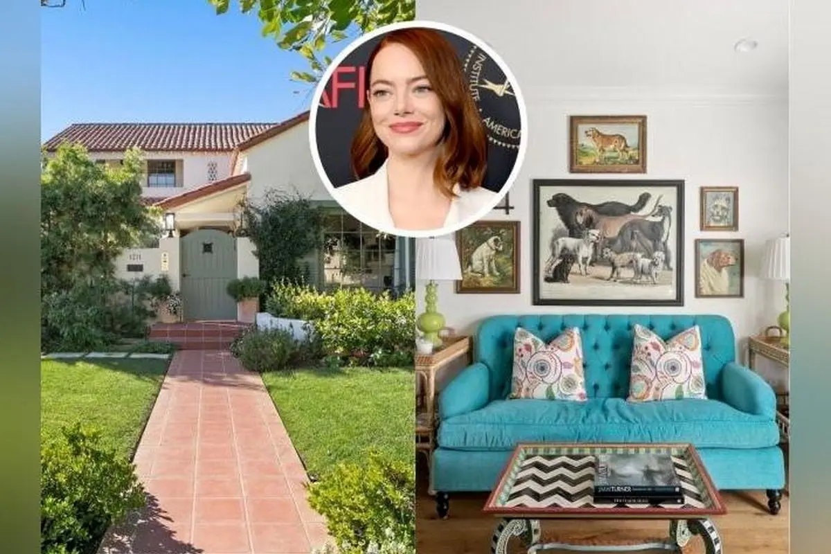 خانه ۱۰۰ ساله اما استون در لس‌آنجلس با طراحی اسپانیایی و دکوراسیون رنگارنگ | داستان فروش و معماری خانه ستاره هالیوود