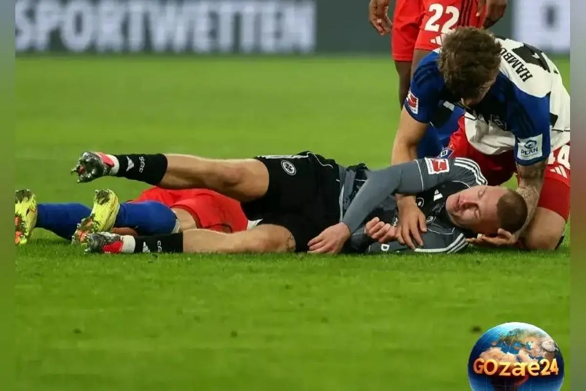 لحظه نجات جان کریستنسن توسط بازیکن ۱۸ ساله هامبورگ در بوندس‌لیگا | اقدام قهرمانانه لوکا ووشکوویچ