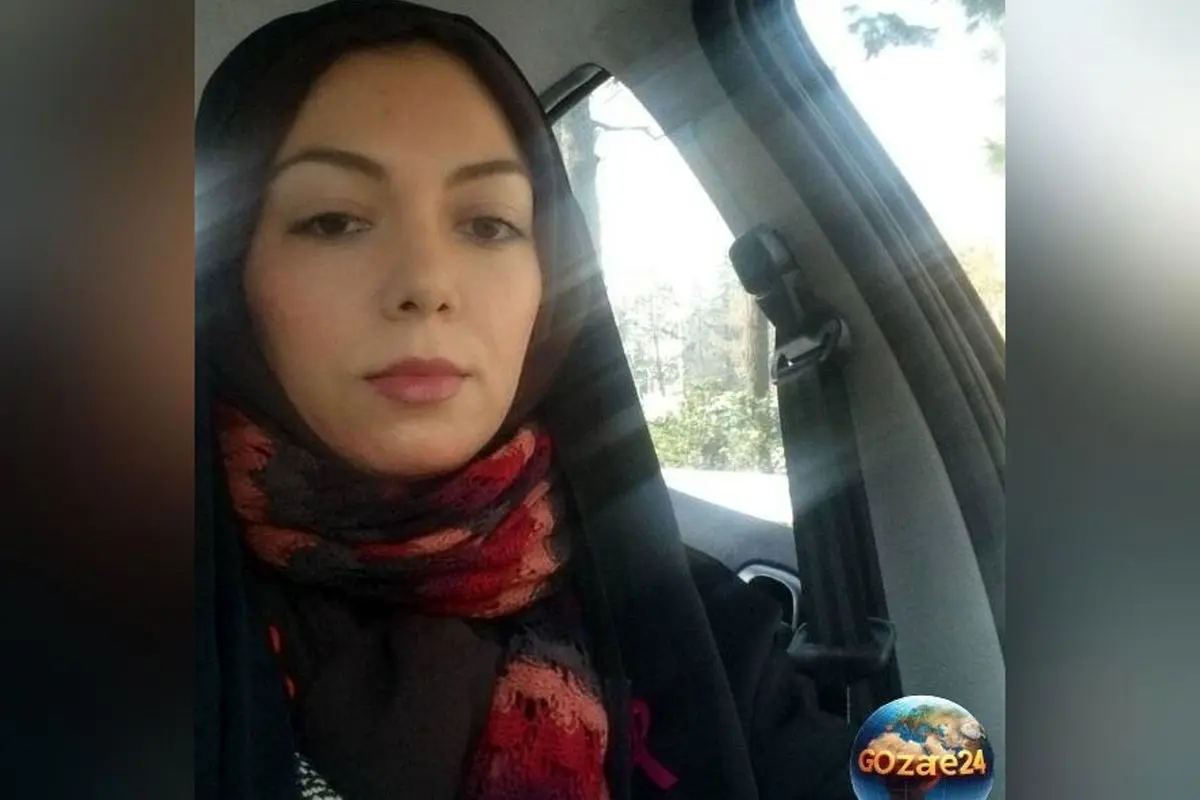 آزاده نامداری مجری پرانرژی ایرانی با ماشین 206 معمولی در کنار تصویر دیدنی و یادبودی گرامی