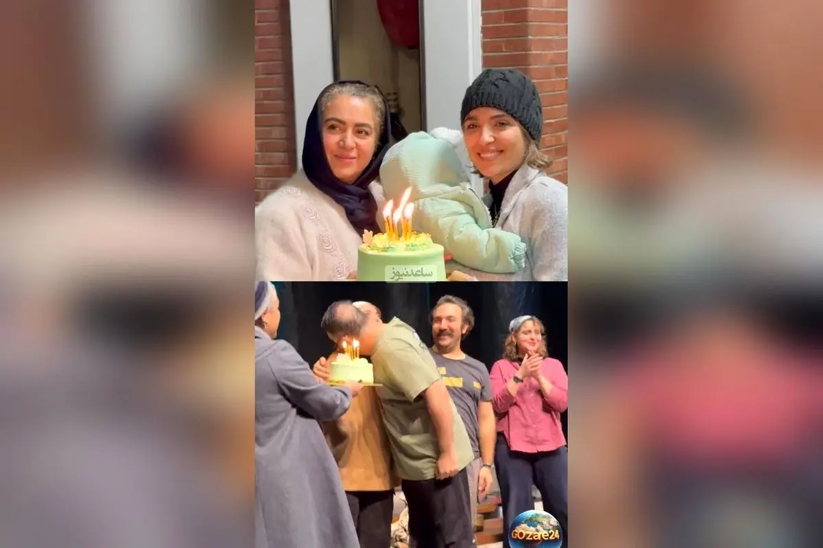 تولد سورپرایزی مونا کرمی در پشت صحنه نمایش «باران اسیدی» همراه با بوسه عاشقانه همسرش و لحظه‌های شادی در روز زن