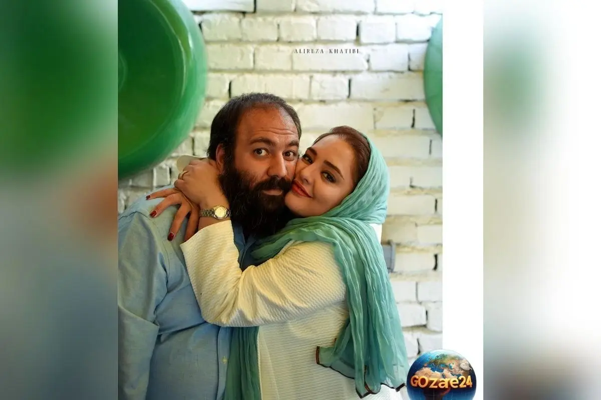 عکس عاشقانه نرگس محمدی و همسرش در رستوران زیبا با ژست متفاوت از پشت شیشه