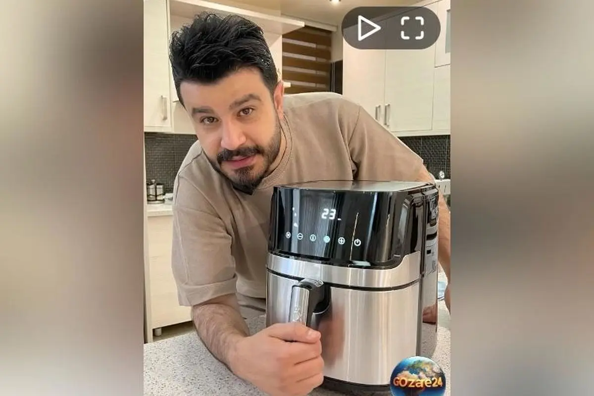 گشتی در آشپزخانه لوکس و مدرن پیمان طالبی؛ کابینت‌های خوشرنگ، لوازم برقی لاکچری و کافه‌بار ویژه مجری محبوب