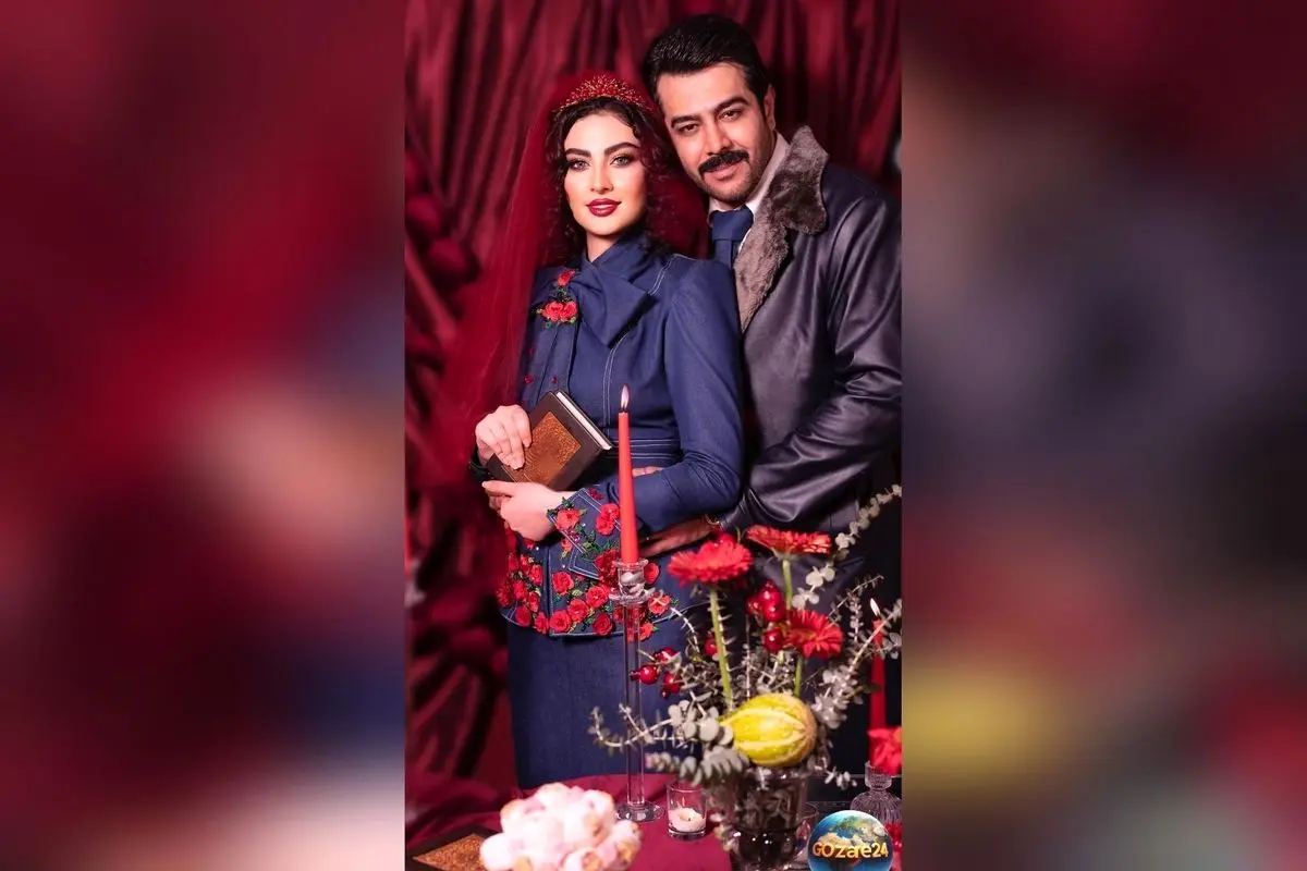 تصاویر هوش مصنوعی از استایل یلدایی و زوج‌های سینمایی ایرانی با رنگ‌های قرمز و سبز