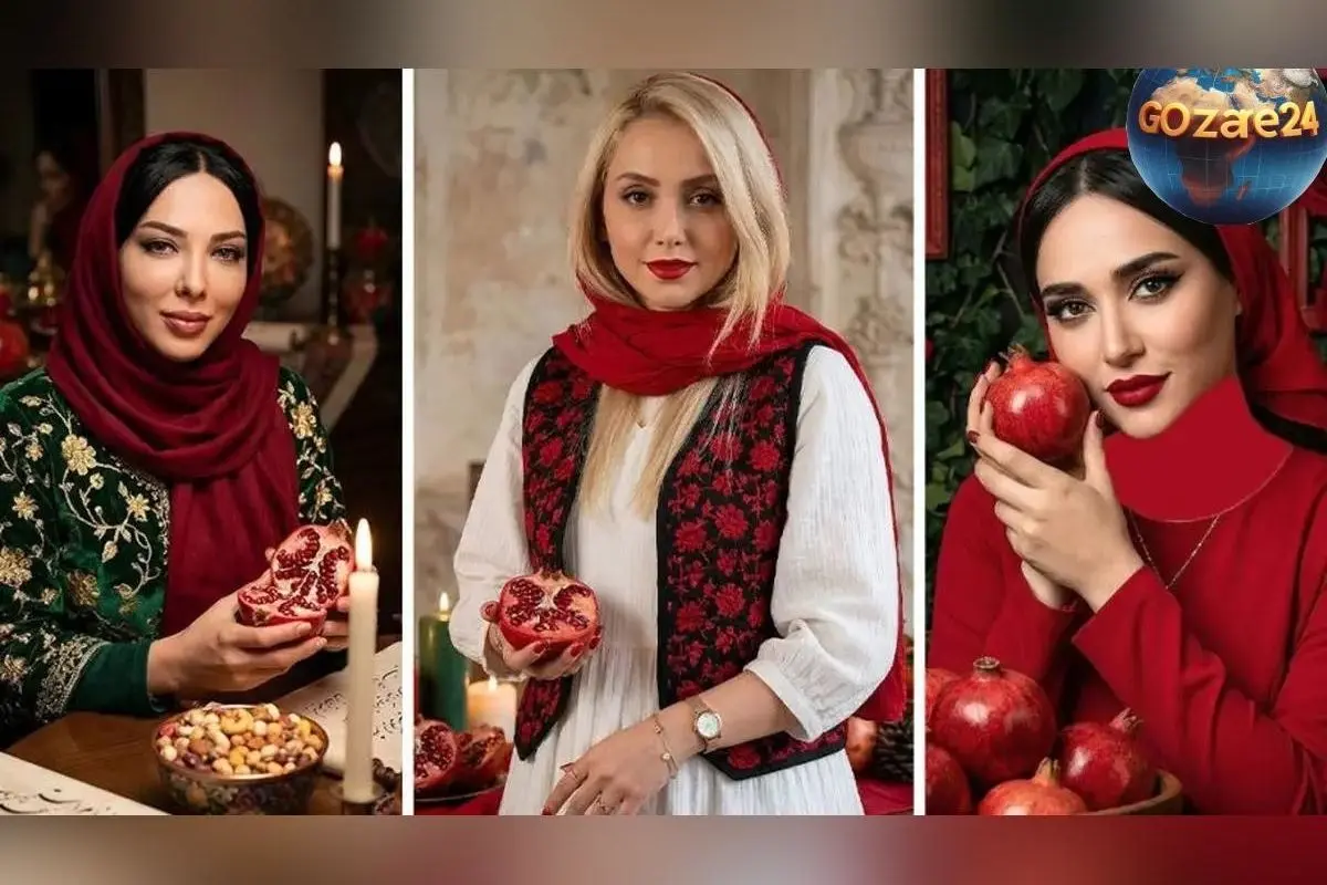 استایل‌های خاص و جذاب خانم بازیگر ایرانی در شب یلدا | تصاویر فانتزی و گرمایی با رنگ‌های سبز و قرمز برای یلدای 1404