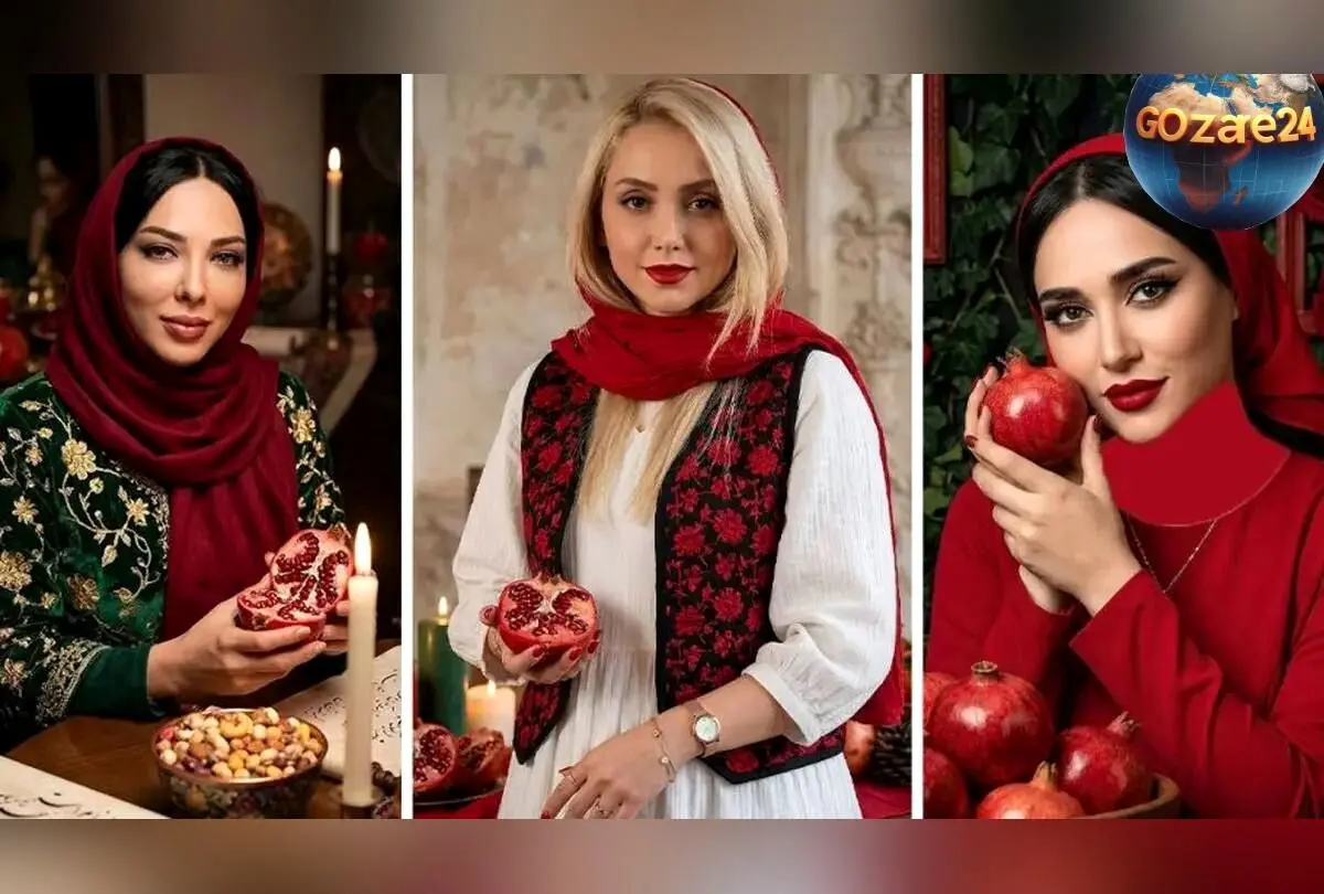 استایل‌های خاص و جذاب خانم بازیگر ایرانی در شب یلدا | تصاویر فانتزی و گرمایی با رنگ‌های سبز و قرمز برای یلدای 1404