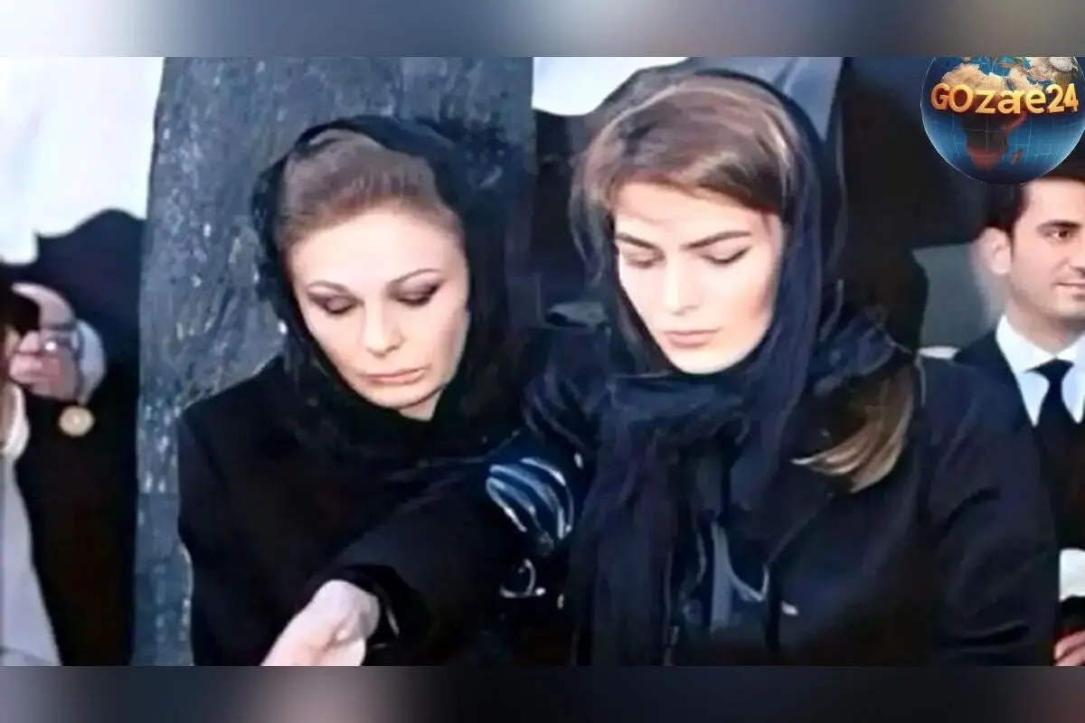 فرح دیبا در کنار مزار لیلا پهلوی با ظاهر ژولیده؛ لحظه‌ای احساسی در سال 1387