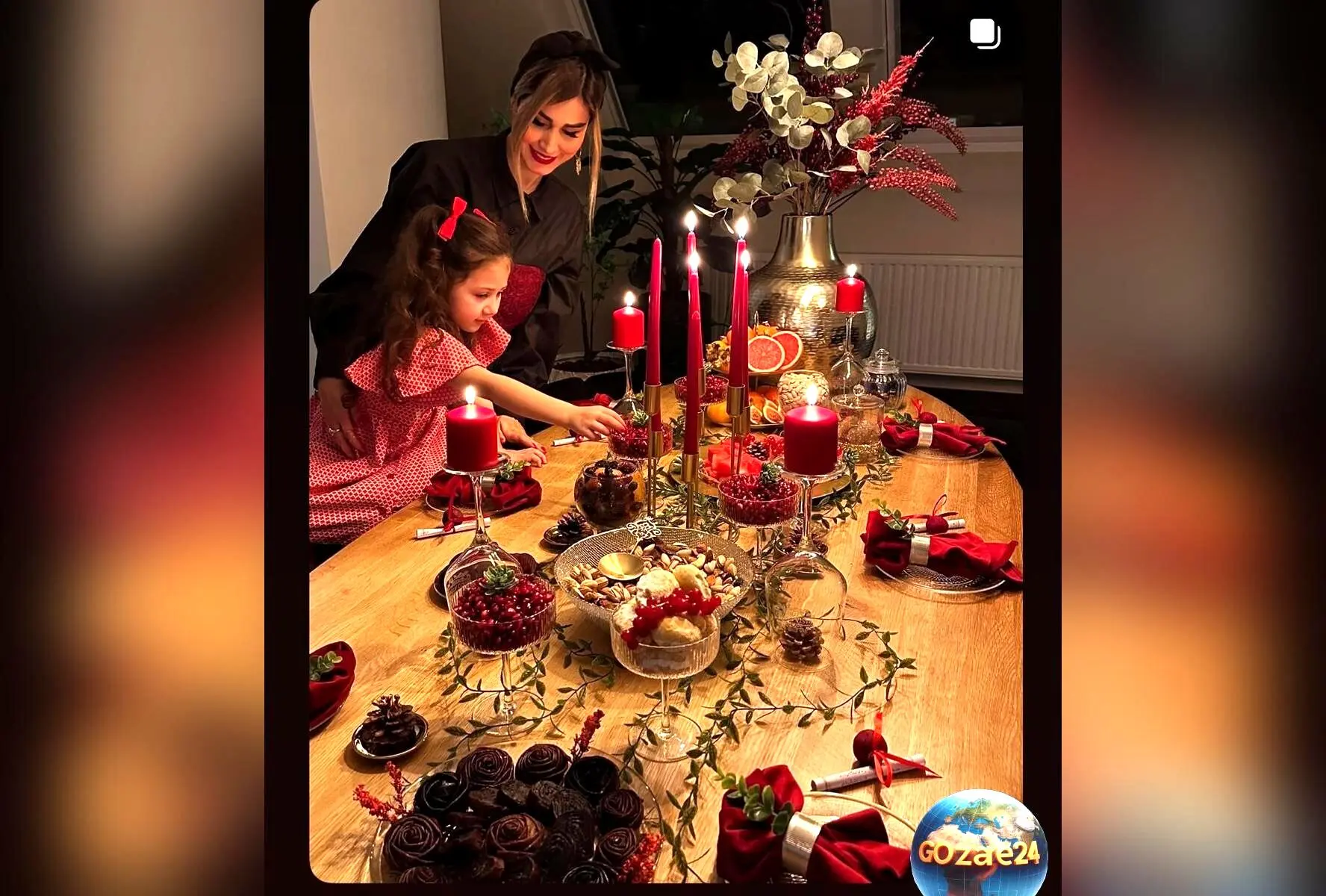 گرد و خاک حسابی و جشن پاییزی سپیده بزمی‌پور با میز شاهانه و غذاهای عاشقانه برای تولد شاهرخ استخری