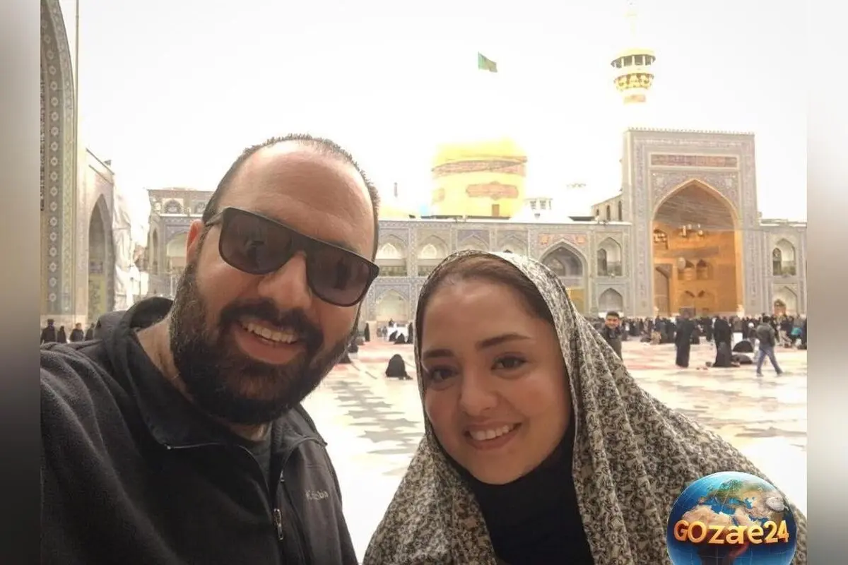 عشق در حرم امام رضا(ع): خواستگاری و بله‌برون عاشقانه علی اوجی و نرگس محمدی در کنار هم