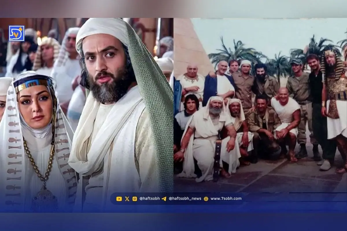 تصویر یادگاری بازیگران «یوسف پیامبر» و «اخراجیها» در پشت صحنه شهرک سینمایی دفاع مقدس