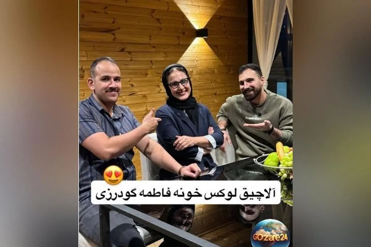 دکوراسیون آلاچیق چوبی و لوکس در خانه فاطمه گودرزی با نورپردازی کافی‌شاپی و پرده‌های سبک سوئیسی + ویدیو